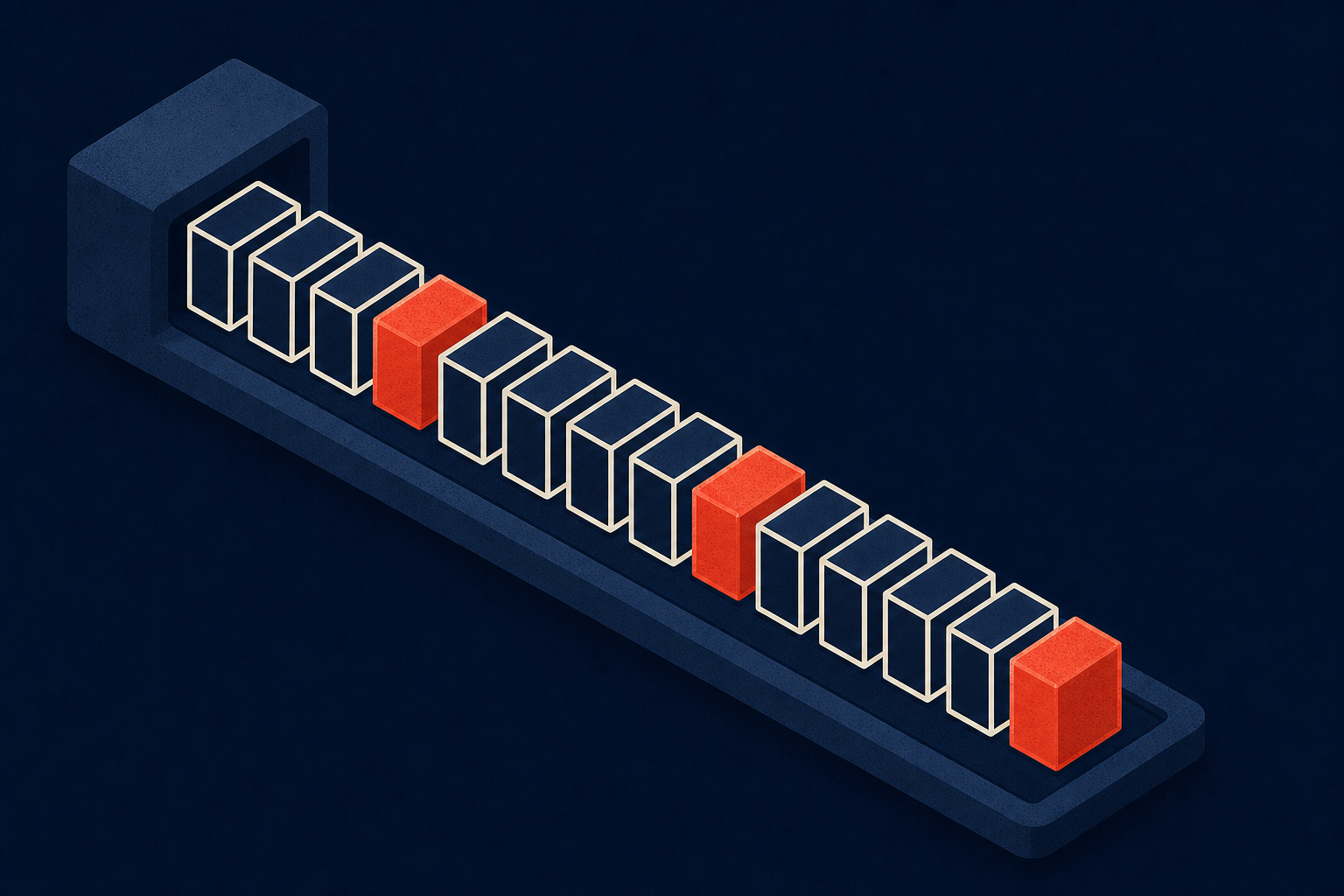 A pipeline queue full of hollow zombie tasks alongside a few healthy completed blocks