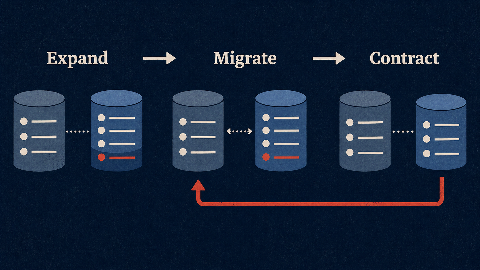 Expand, migrate, contract keeps database changes compatible