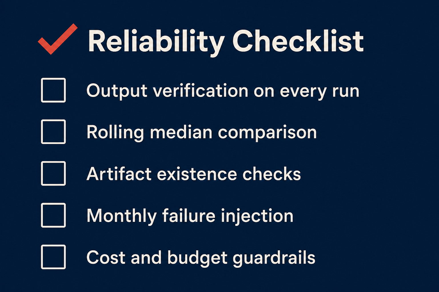 The five-item checklist for failure-resistant cron pipelines, printable format