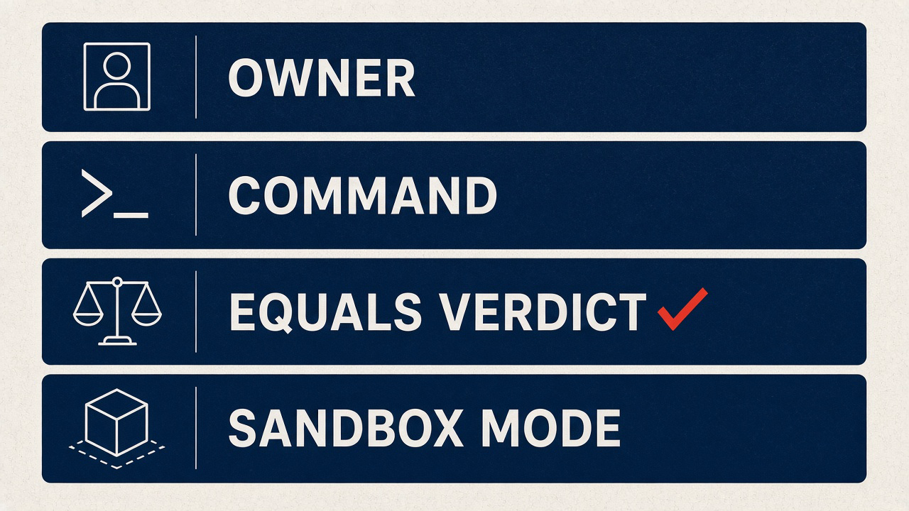 Probe checklist: owner, command, equals verdict, sandbox mode
