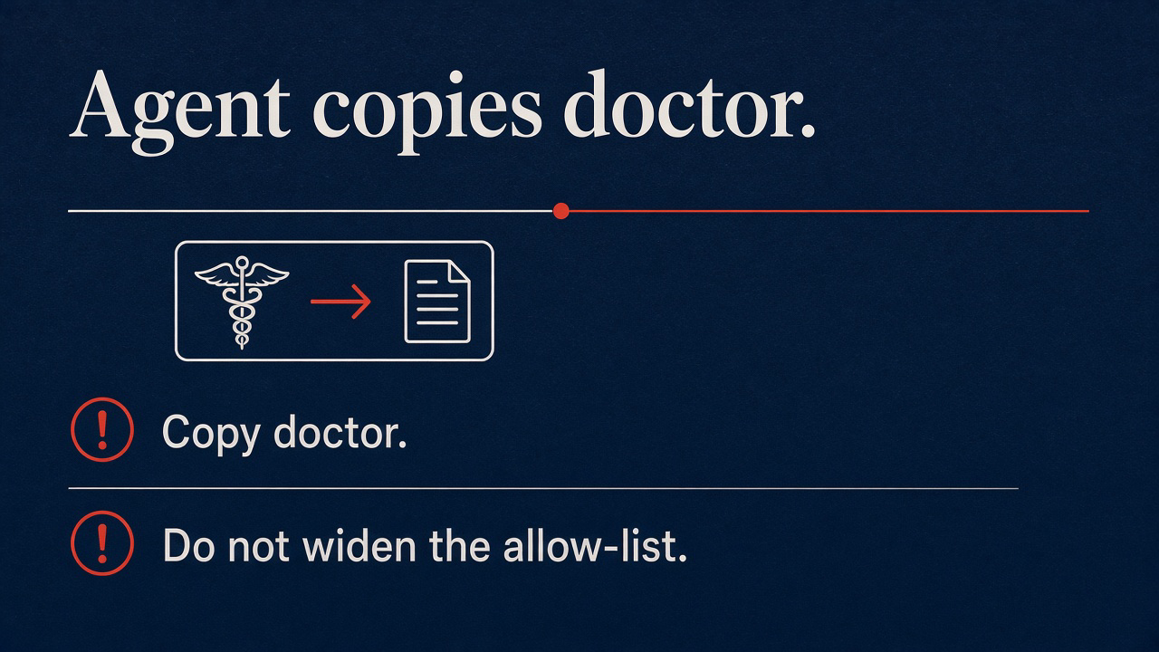 Coding agent may copy doctor and must not widen the allow-list